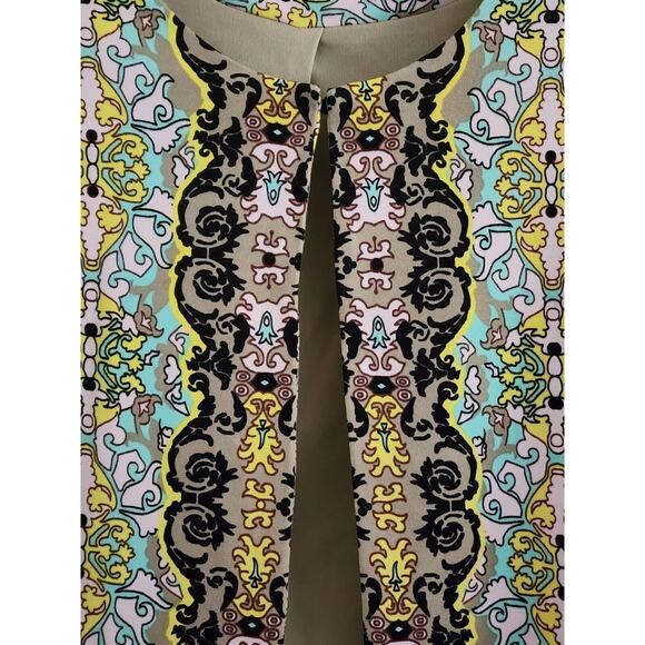 TOP-JACKET-JOAN RIVERS-Blue Yellow Green-3/4 Length Sleeves-Size X-SMALL - Picture 8 of 16